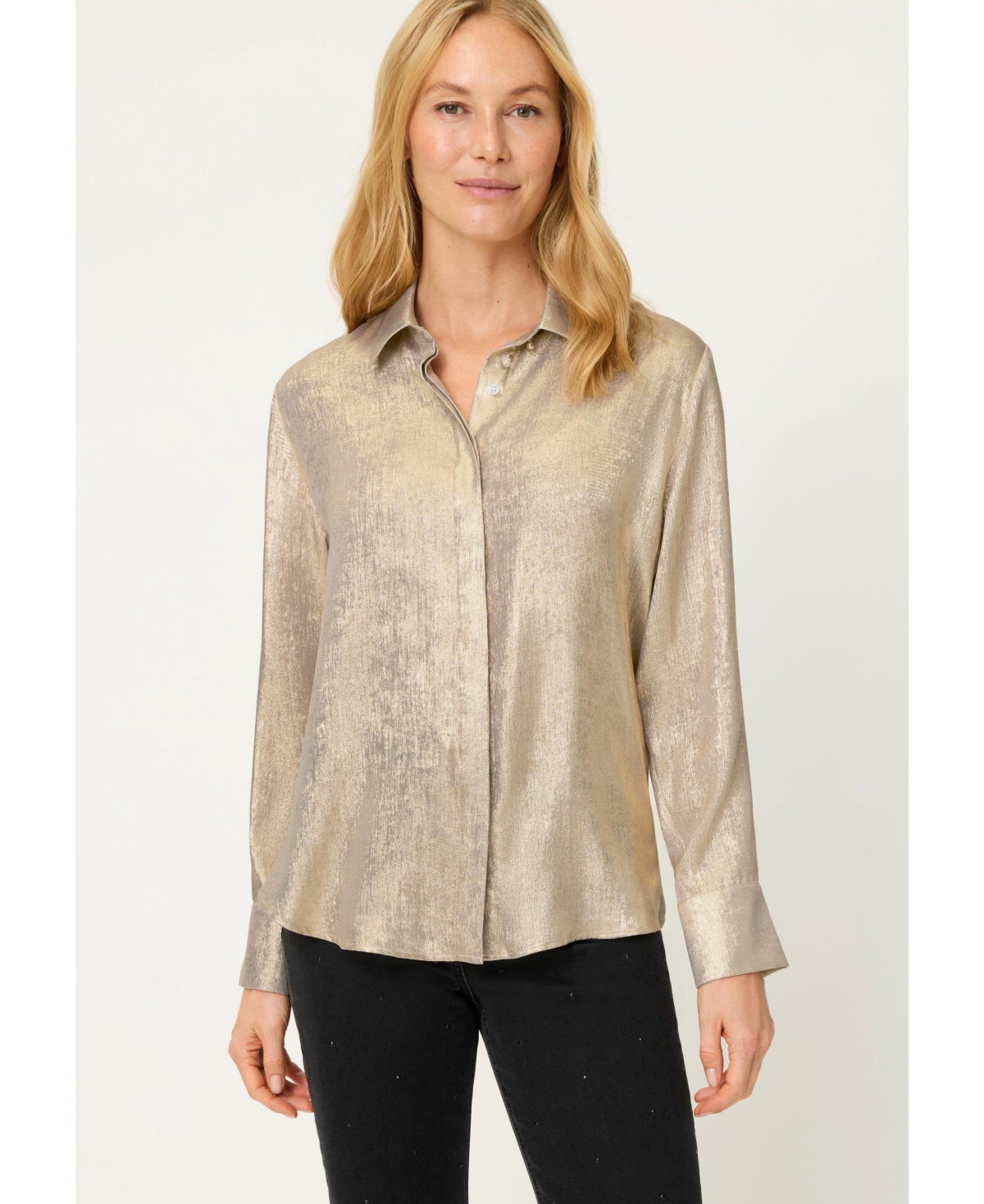 Olsen Women's Metallic Crinkle Shirt
