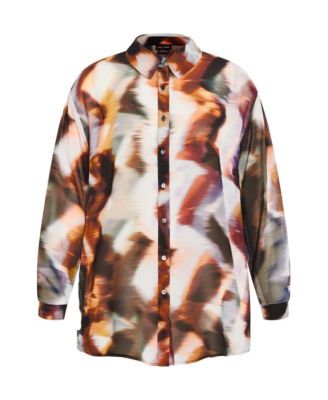 Plus Size Sheer Lover Print Shirt
