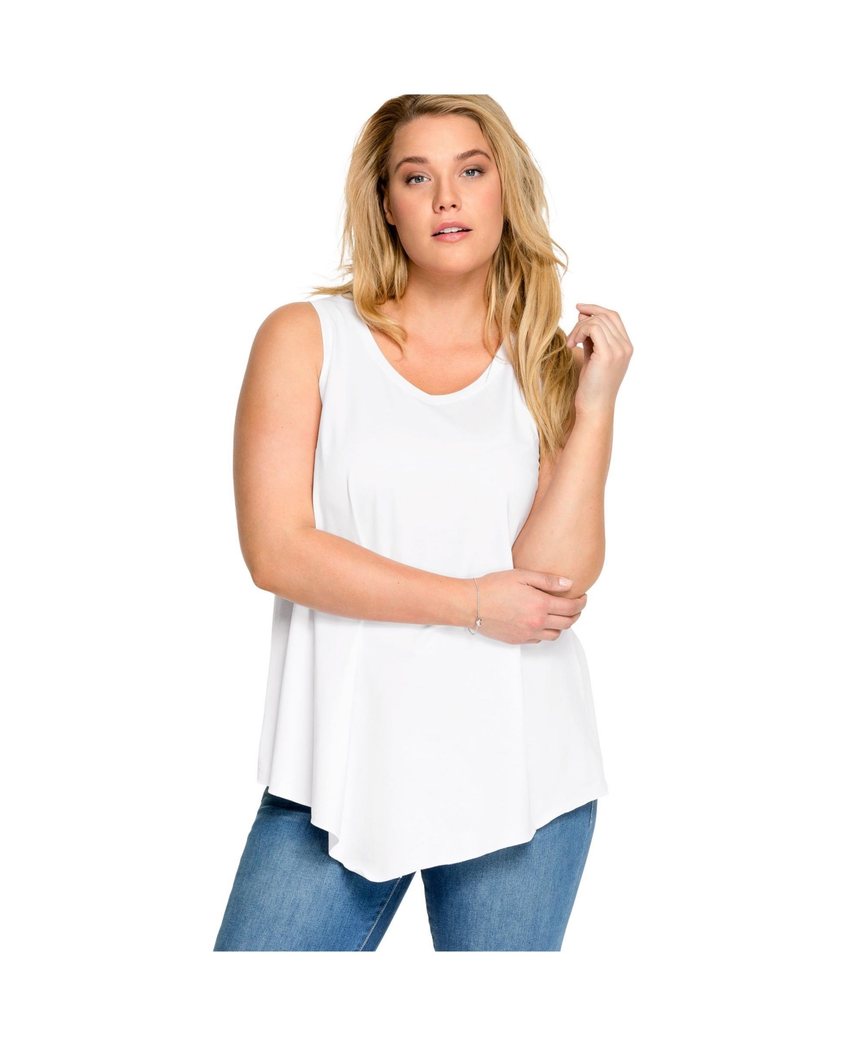 ellos Women's V-Neck Pointed Front Tank