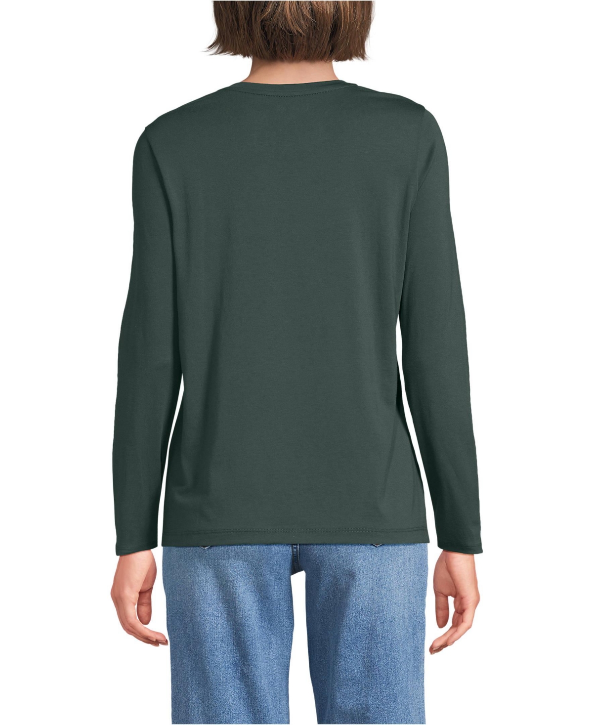 Lands' End Relaxed Supima Cotton Long Sleeve Crew Neck T-Shirt, Regular & Petite