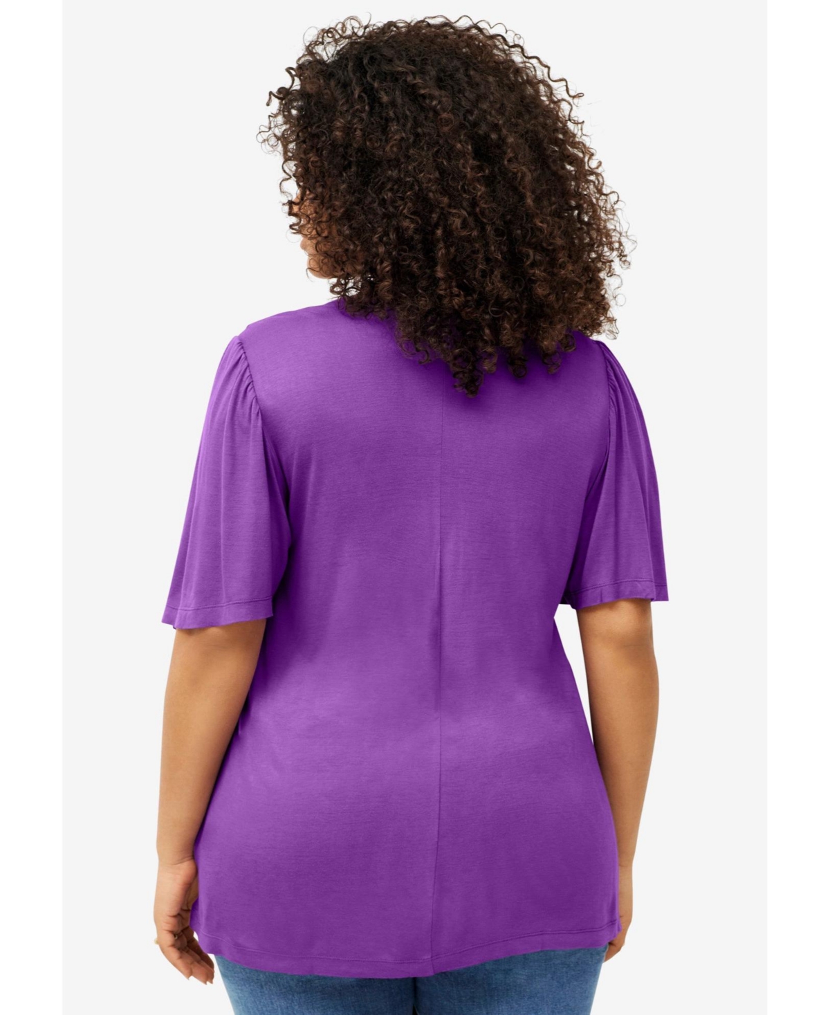 ellos Women's Ruffle Neckline Flutter Sleeve Tunic