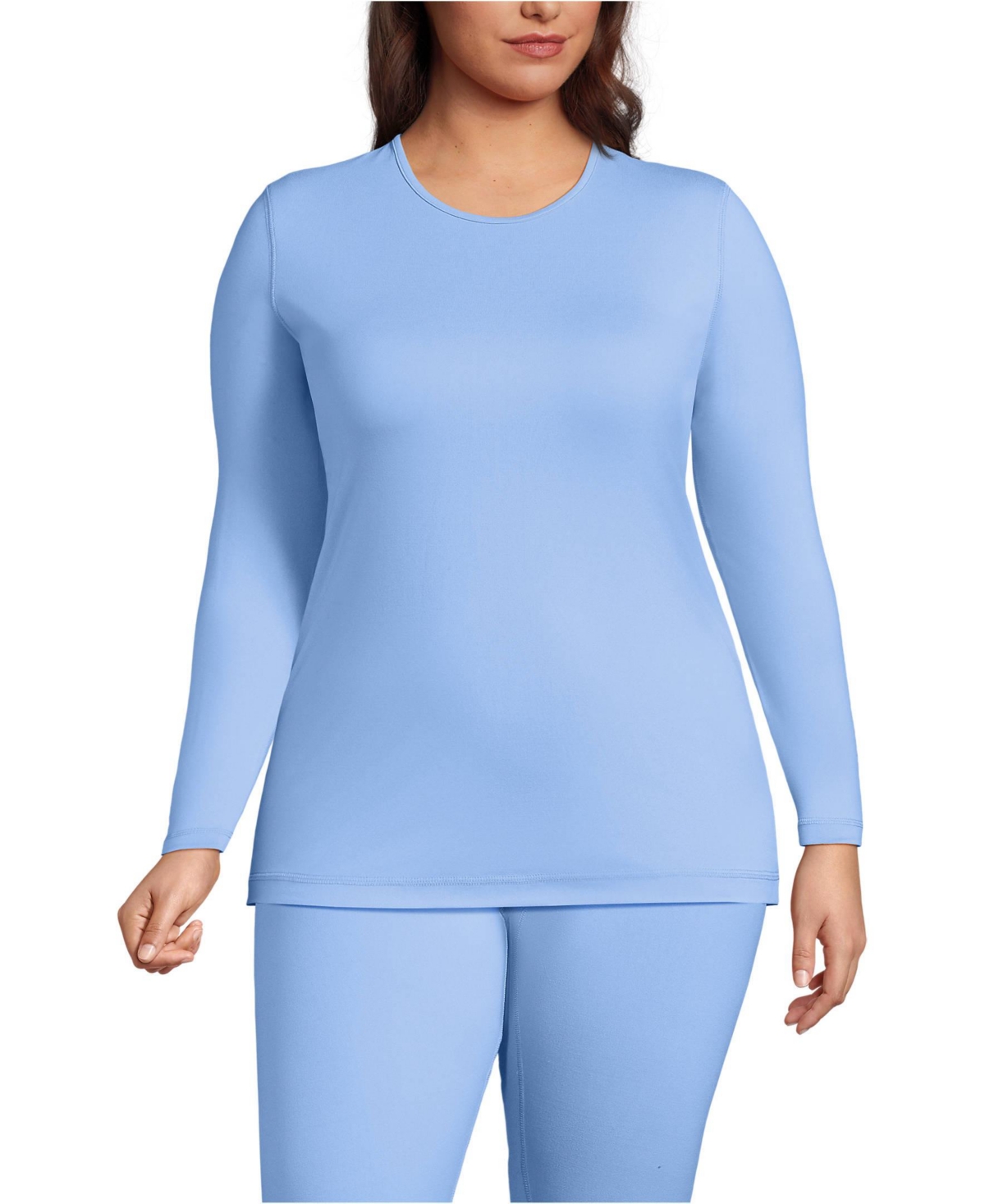Lands' End Plus Baselayer Cozy Thermaskin Crewneck Top