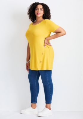 Women's Plus Size Button Detail Tunic Tee