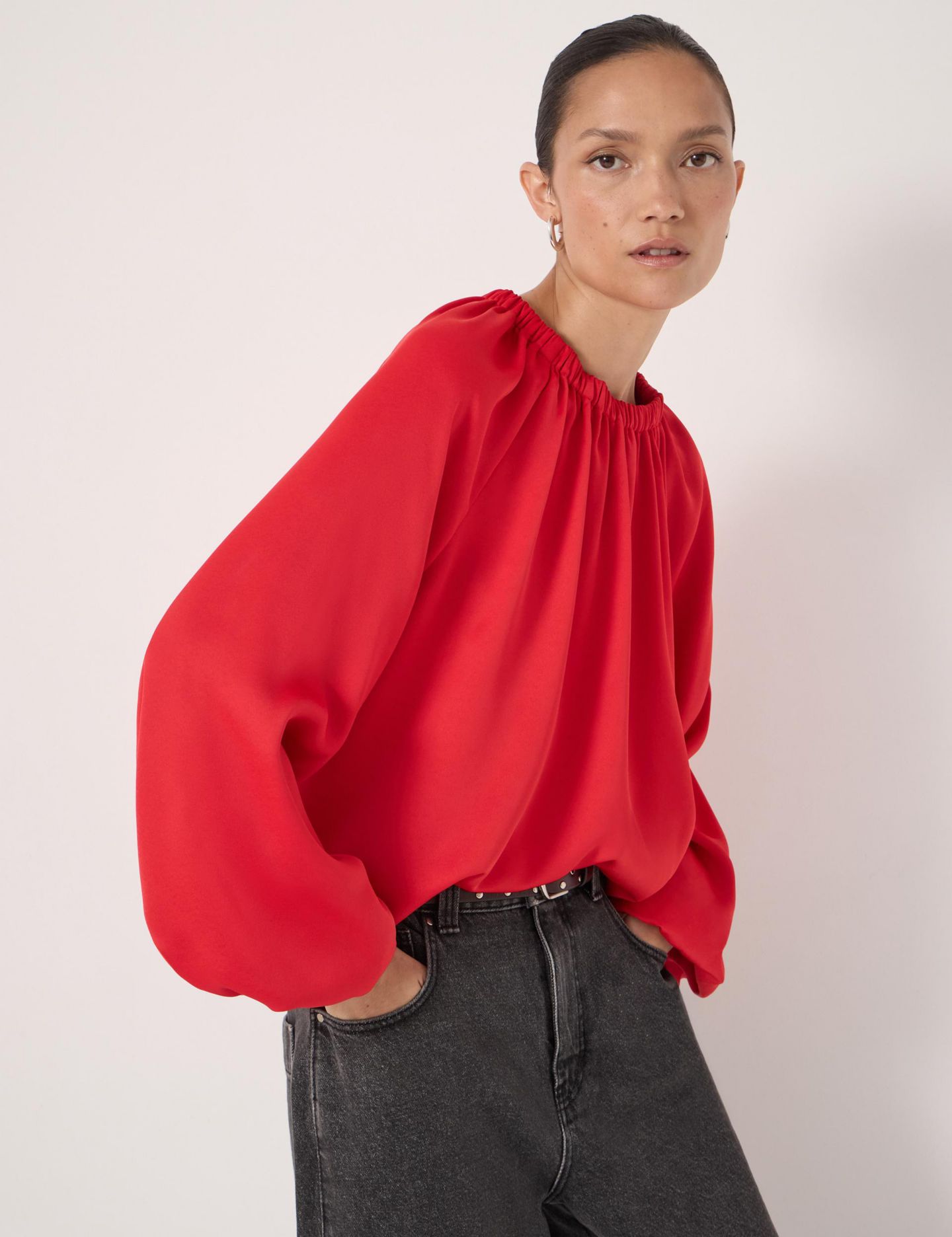 Женский топ Hush Satin Bubble Hem, цвет: Красный — фото 4