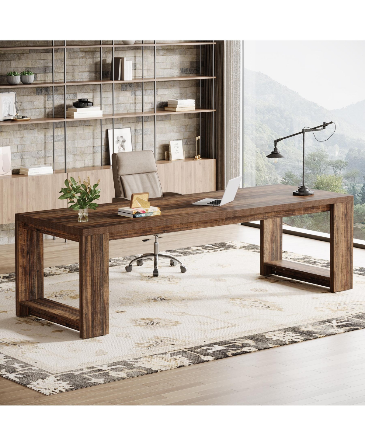 Tribesigns Two Person Desk,Gaming Table, 86.6 Inches Extra Long Desk, Double Computer Writing Table