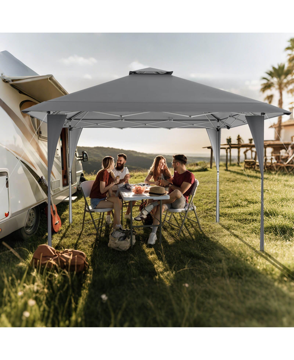 13 X Ft Pop up Gazebo Outdoor Canopy Tent with Portable Carrying Bag 8 Stakes