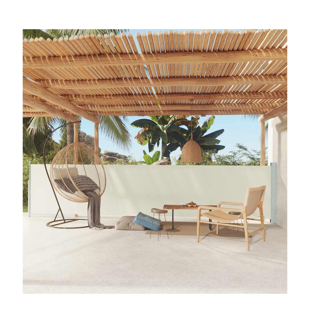 Side Awning Cream Polyester with Pu coating 46.1 x 236.2 in