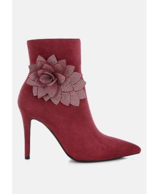 Womens Yarrow Rhinestones Petal Detail Boots