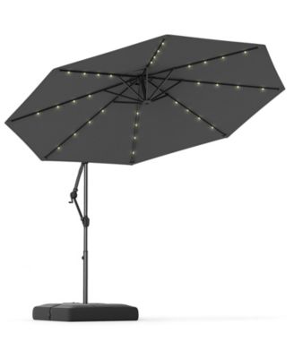 Offset Patio Umbrella with Base and 32 LED Lights