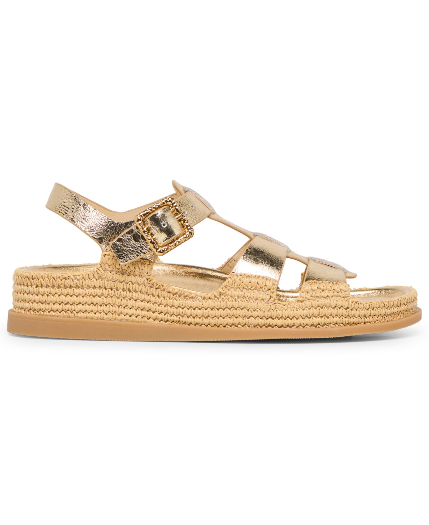 Женские сандалии Dolce Vita Shenna Fisherman Footbed Flat, цвет: Золотой кожаный — фото 2