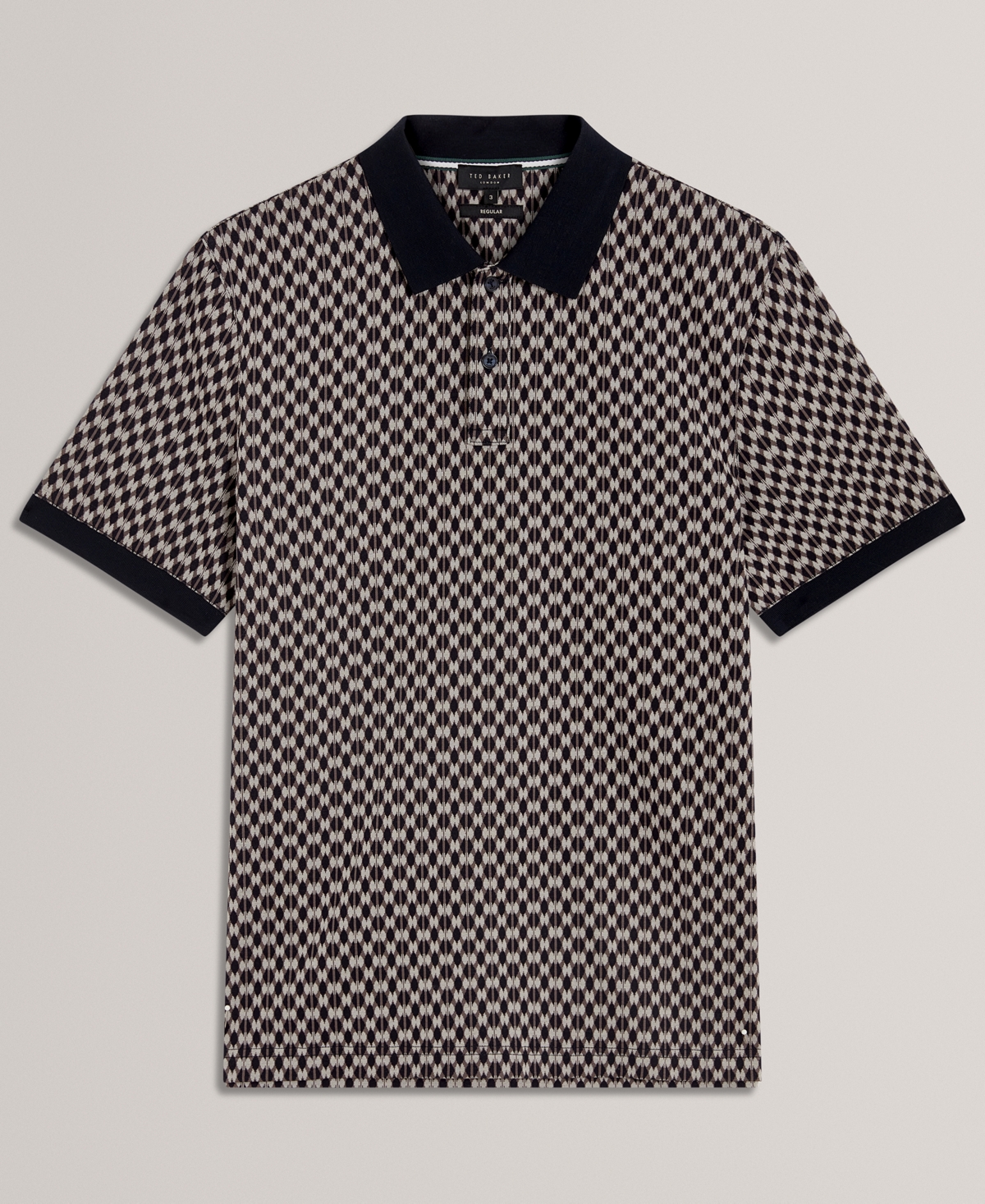 Ted Baker Ernist Short Sleeve Geo Jacquard Cotton Polo In Blue