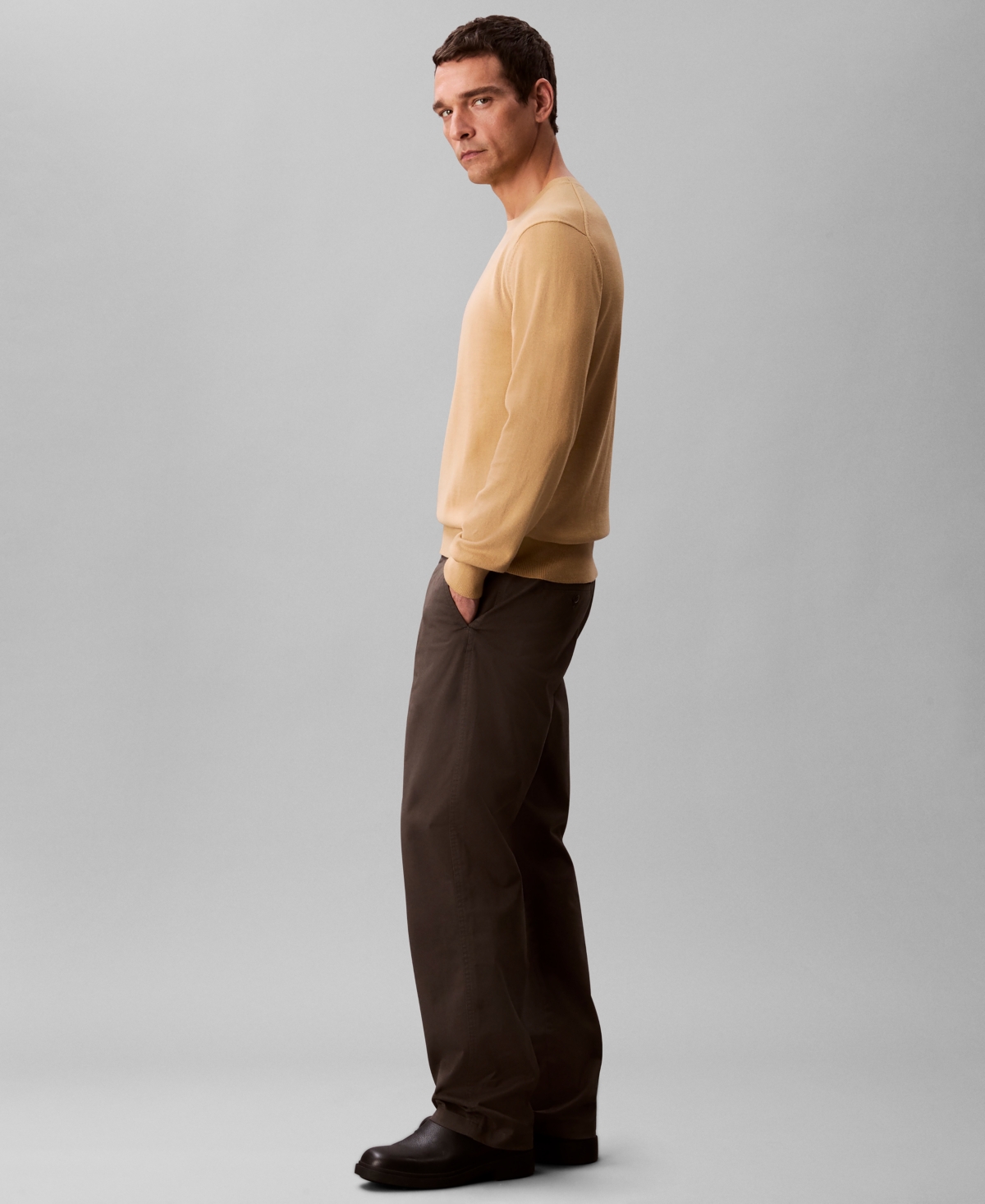 Calvin Klein Men's Supima Crewneck Sweater In Neutral