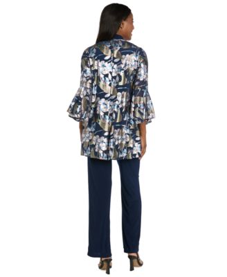 Women's Foil Printed Jacket Pantsuit with Tank and Pull-On Pants