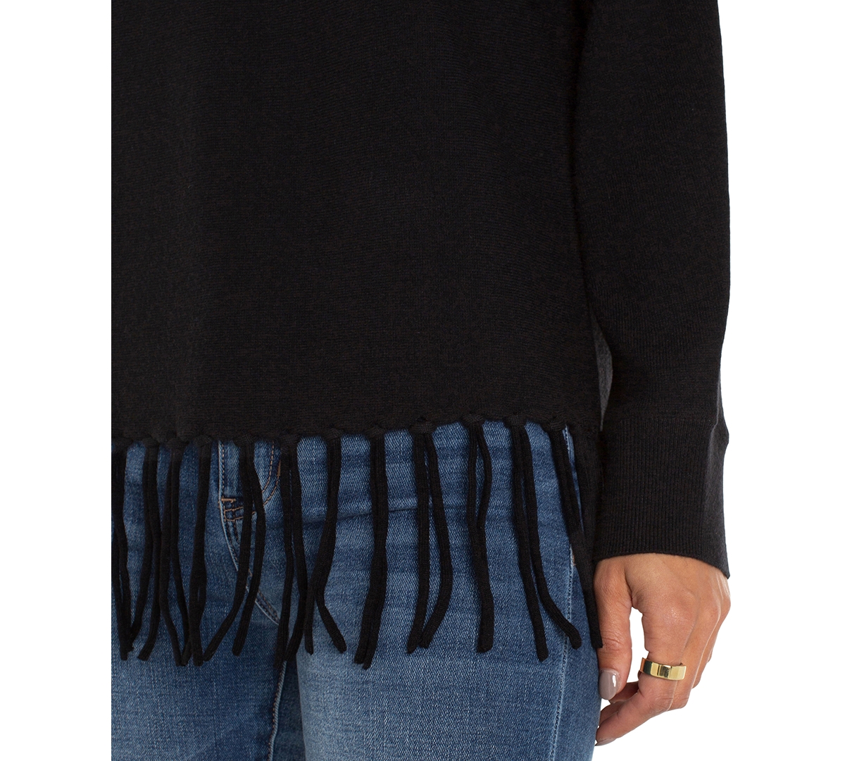 Liverpool Los Angeles Petite Long Dolman Sleeve Seamless Sweater In Black