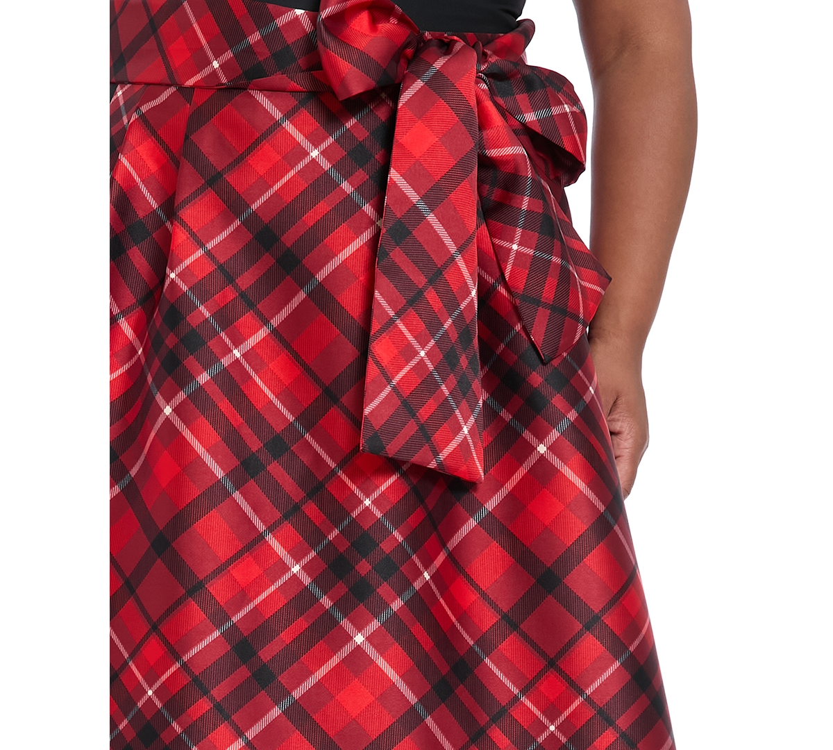 Muse Plus Size High Low Plaid Ballgown Skirt In Multi