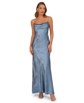 Adrianna - Women's Cowl Neck Foiled Long Dress