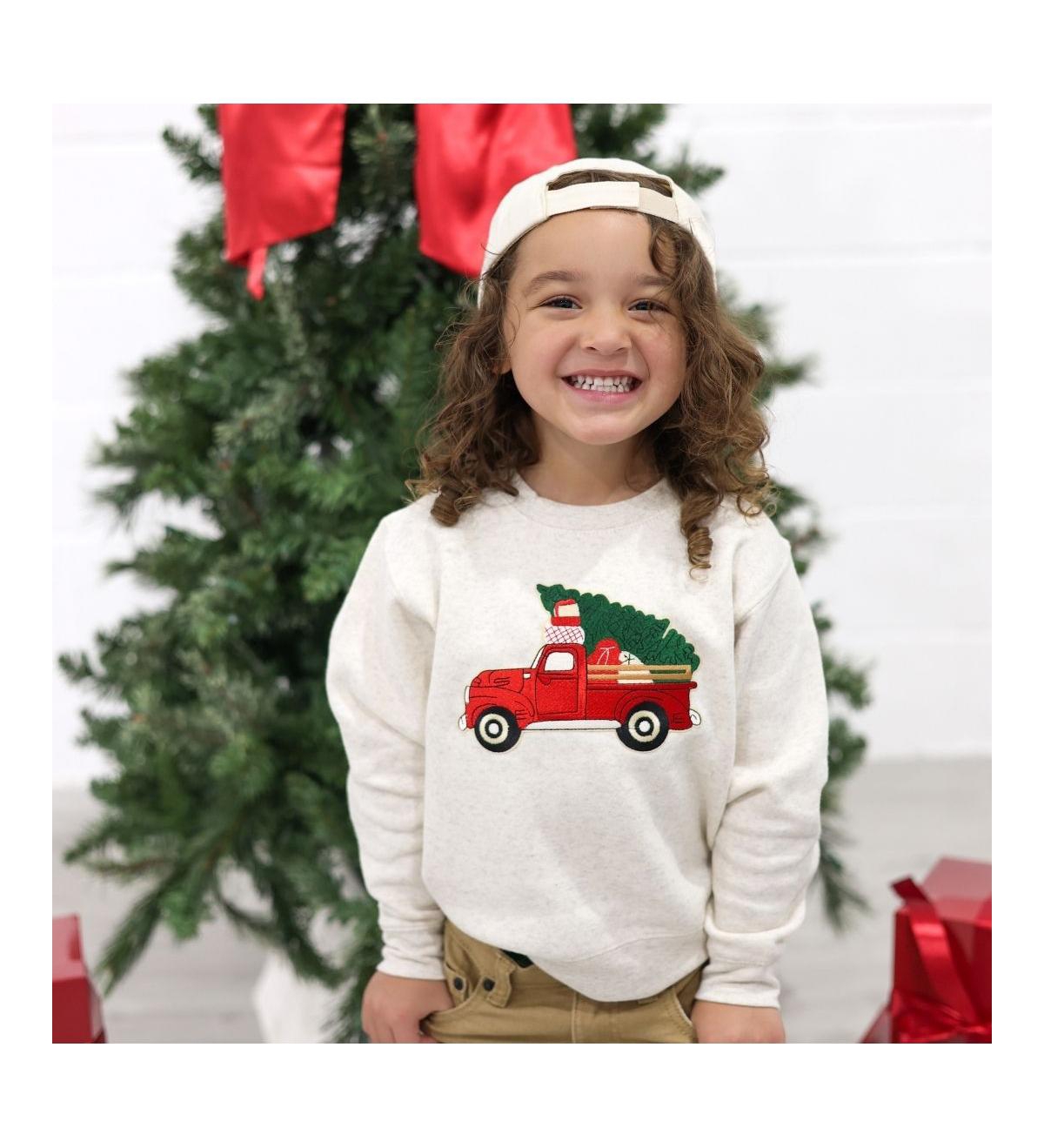 Sweet Wink Baby Boys Christmas Truck Patch Sweatshirt