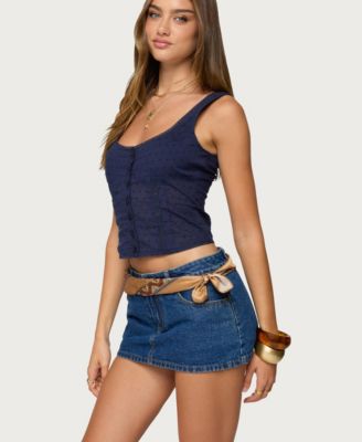 Women's Embroidered Cotton Button Up Top