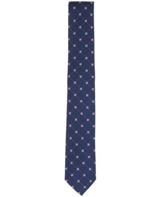 Men's Floral and Club Grid Pattern Tie, Macy's Exclusive