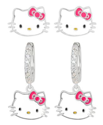 2-Pc. Cubic Zirconia Drop and Stud Earrings Set in Sterling Silver