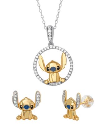 2-Pc. Cubic Zirconia Stitch Necklace and Earrings Set in 18k Yellow Gold Over Sterling Silver
