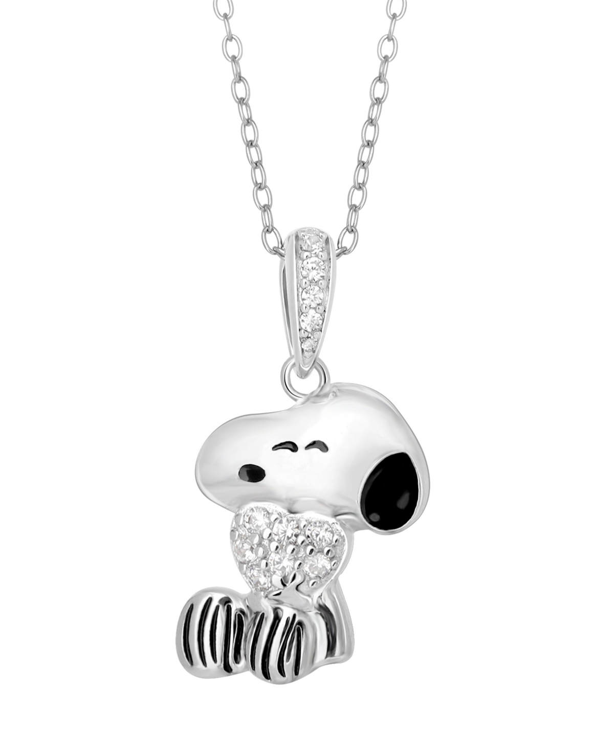 Macy's 2-Pc. Cubic Zirconia Snoopy Necklace and Earrings Set in Sterling Silver