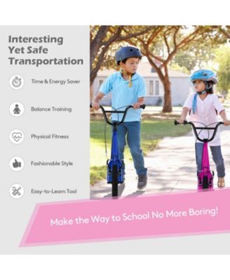 Outdoor & Ride On Toys Height Adjustable Kid Kick Scooter with 12 Inch Air Filled Wheel