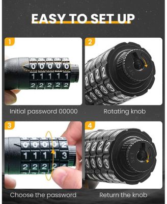 Bike Lock Cable with Combination, Heavy-Duty 5-Digit Resettable Bicycle Lock Anti-Theft, w/ Mounting Bracket for Bicycle and Scooters