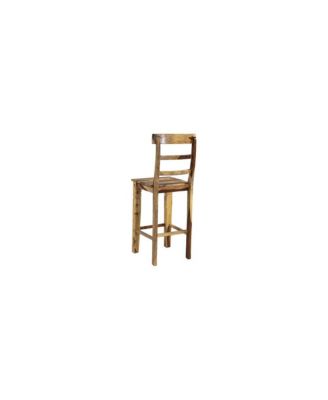 Taos Solid Sheesham Wood Ladderback 30" Bar Height Bar Stool, Natural (Set of 2)
