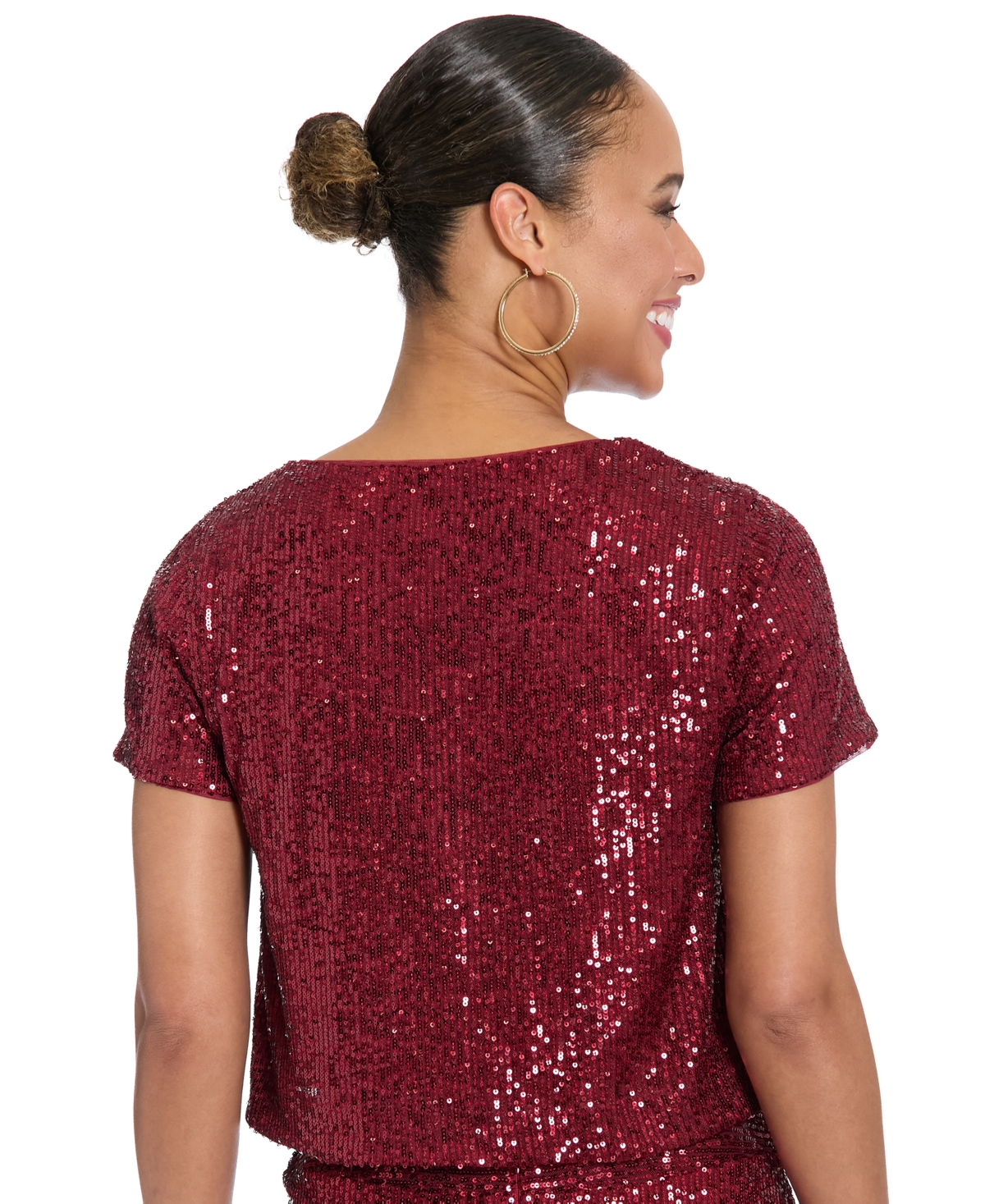 Muse Women's Textured V-neck Top In Red