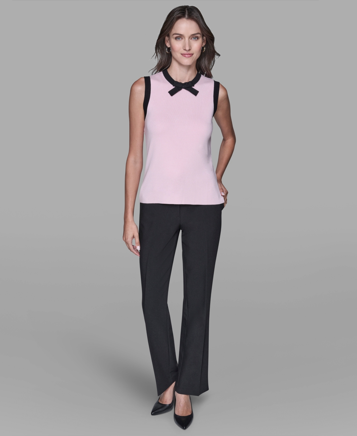 Karl Lagerfeld Women's Bow-tie Sleeveless Sweater In Pink