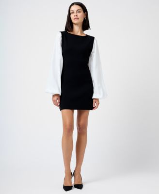 French Connection - Women's Mixed Media Round Neck Mini Dress