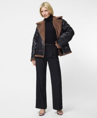 Women's Collared Faux Suede Zip-Up Jacket