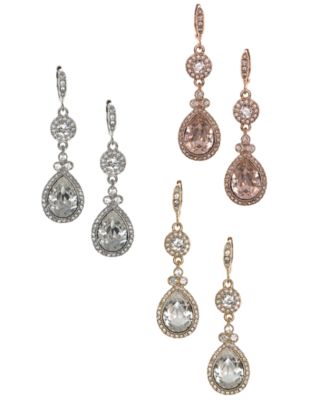Crystal Element Double Drop Earrings