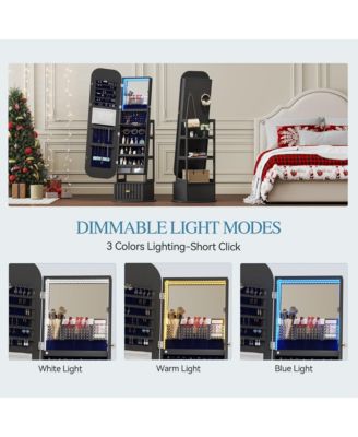 Standing Jewelry Cabinet with Full-Length Mirror & Storage