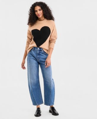 Women's Crewneck Heart Sweater, Macy's Exclusive