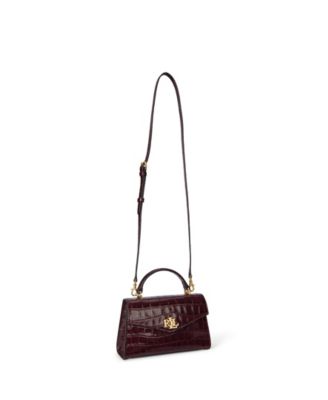Crocodile-Embossed Small Farrah Satchel Bag