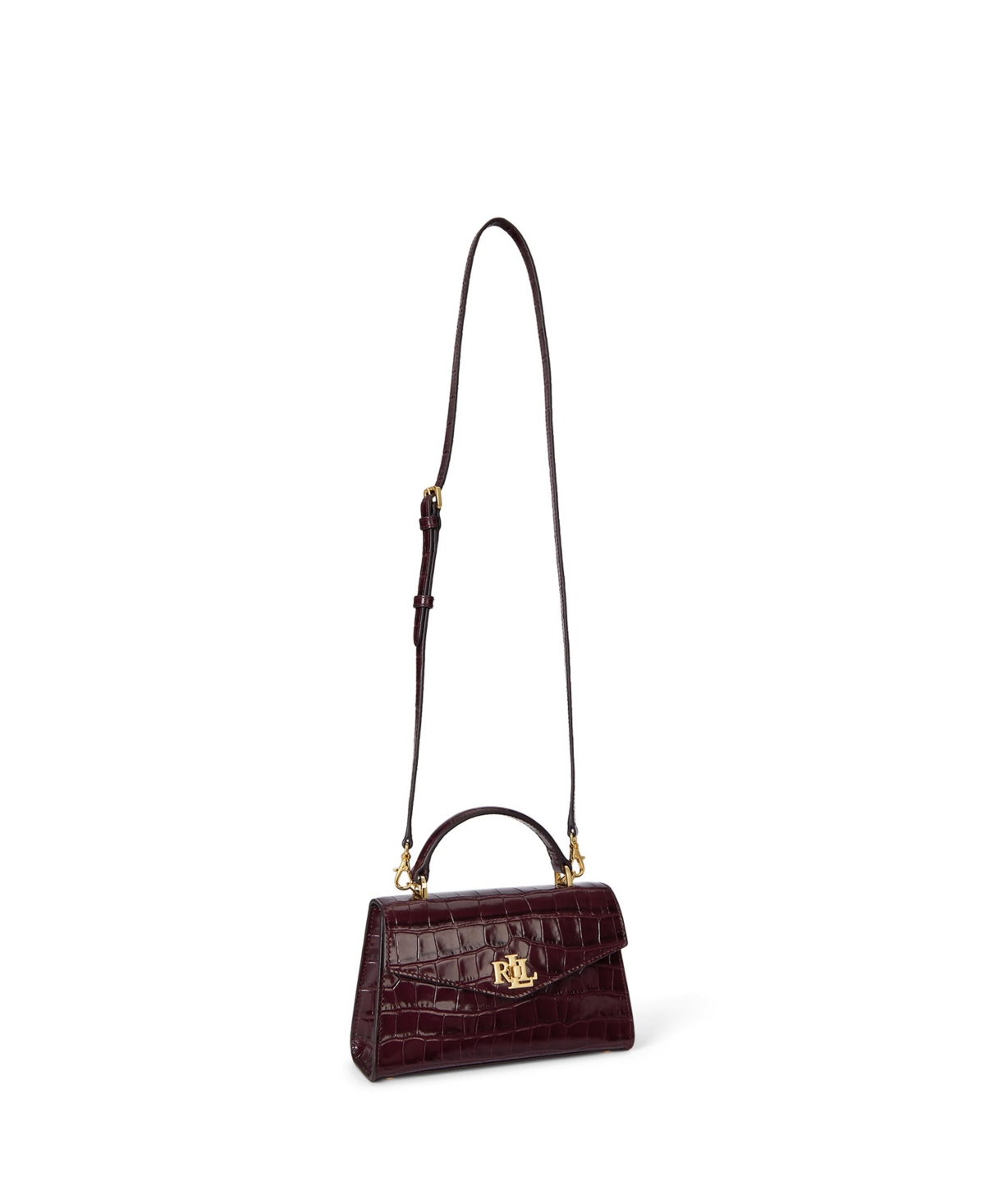 Ralph Lauren Embossed Farrah Small Satchel Bag In Burgundy