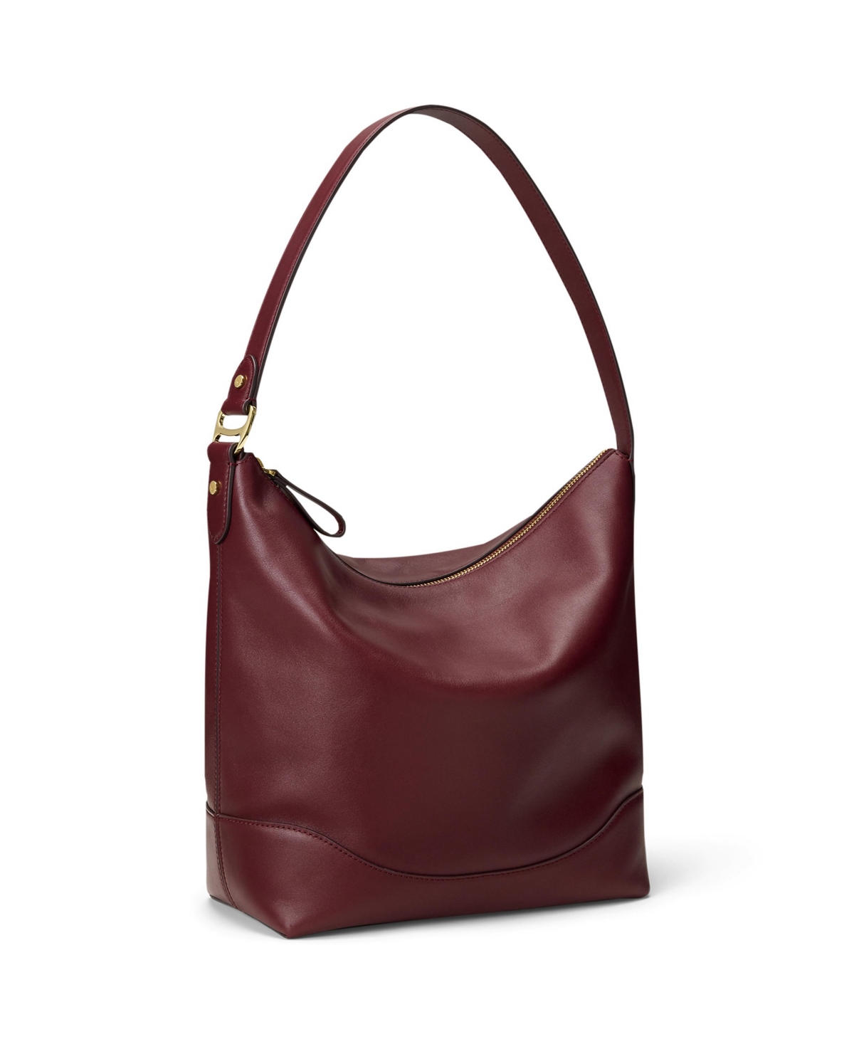 Ralph Lauren Smooth Leather Tasha Bucket Bag In Burgundy