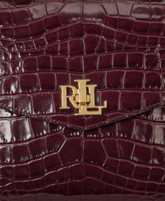 Crocodile-Embossed Medium Farrah Satchel Bag