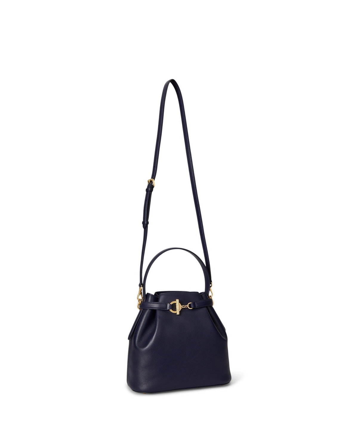 Ralph Lauren Leather Small Bucket Bag In Blue