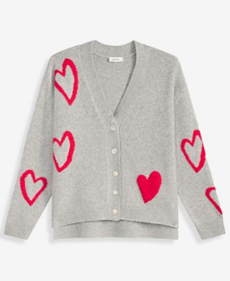 Women's Curved Hem Heart Cardigan, Macy's Exclusive