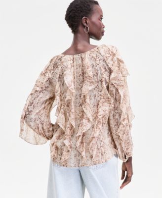 Women's V-Neck Ruffle-Front Top, Macy's Exclusive 
