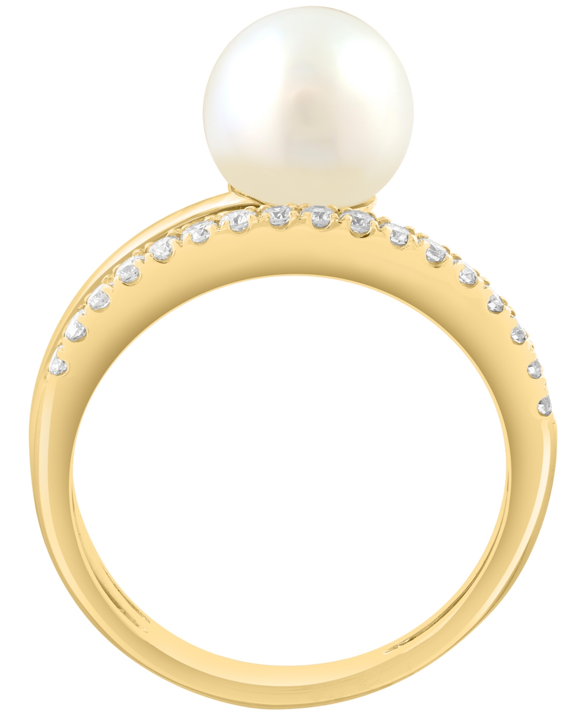 Effy Collection Freshwater Pearl (8mm) And Diamond Ring (1-1/2 Ct. T.w.) In 14k Yellow Gold In Gold