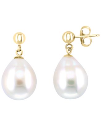 Freshwater Pearl (12mm) Earrings in 14k Yellow Gold