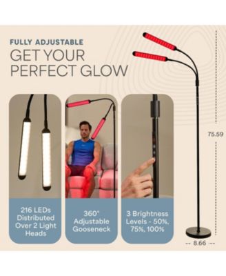 Near Infrared & Red Light Therapy Lamp – 216 LEDs, Dual Head 660nm & 850nm, Adjustable for Skin Health, Pain Relief & Circulation at Home