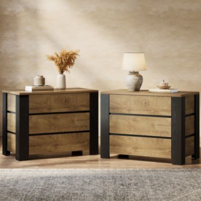 Oversized Nightstand, 36" Wide Night Stand with 3 Drawers, Extra Large Nightstand Bedside Table
