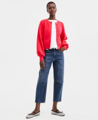 Women's Blouson Sleeve Heart-Button Cardigan, Macy's Exclusive