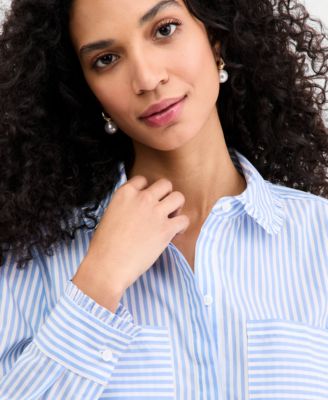 Women's Woven Striped Button-Down Shirt, Macy's Exclusive