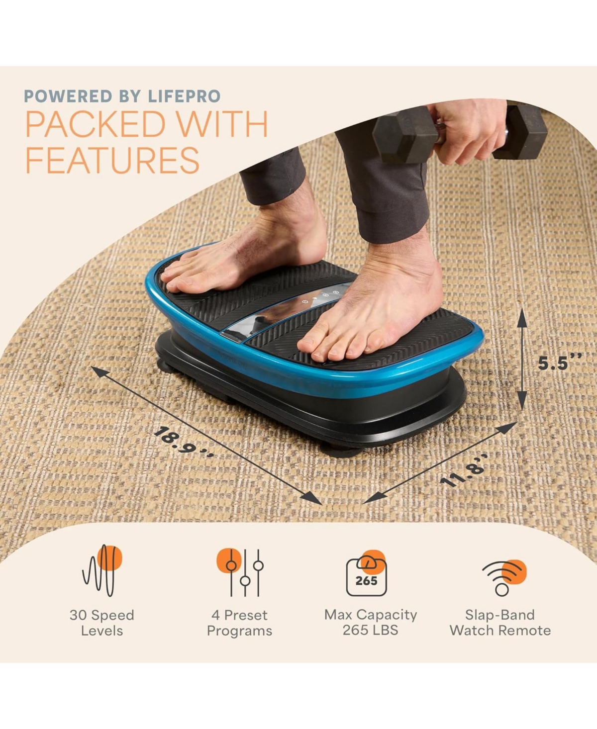 Lifepro Voice Controlled Vibration Plate – Full Body Platform with Remote Watch, Lymphatic Drainage & Muscle Recovery Support